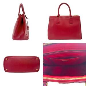 Prada leather handbag gold bag red shoulder